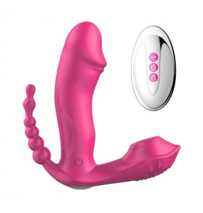 FOX - M6 Sucking Invisible Wearable Vibrator Red Rose (Wireless Remote - Chargeable)
